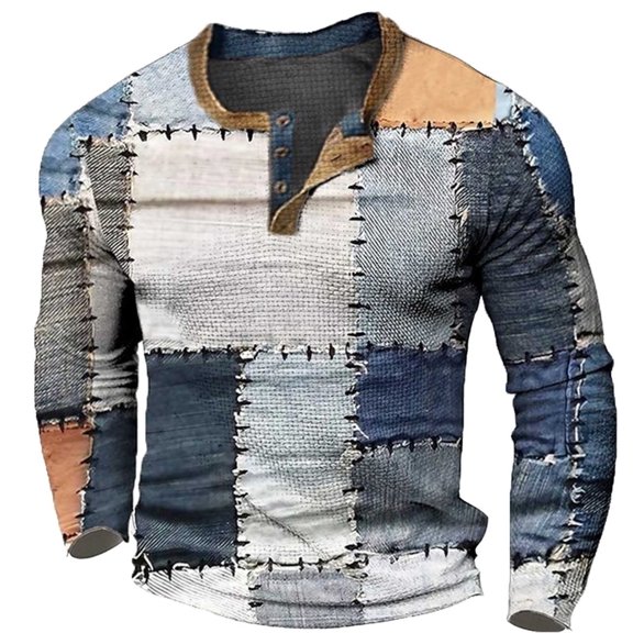 Baqcunre Men's Long Sleeve Printed Button T Shirt Fashion Casual,Size S,Mens Shirts,Men'S T-Shirts,Long Sleeve Shirts For Men,Mens Clothes,Mens Fashion,White Shirts