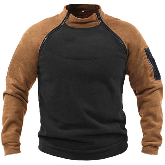 Baqcunre Men's Loose Double Sleeve Color Matching Outdoor Breathable Long Sleeve Top,XXL,Quarter Zip Pullover Men,Mens Sweatshirt,Long Sleeve Shirts For Men,Men'S Fashion Hoodies & Sweatshirts,,Brown