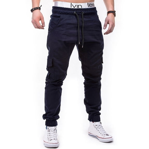 Baqcunre Men's Solid Color Side Pockets Lace-up Waistband Casual Drawstring Pants,Size XL,Mens Sweatpants,Men's Pants,Joggers for Men,Mens Clothes,Pants for Men,Navy