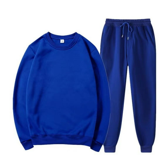 Baqcunre Men's Sports and Leisure Solid Color Round Neck Hoodie and Pants Set, M, Sweat Set, Crewneck Sweatshirts, Mens Sweatpants, Men's Fashion Hoodies & Sweatshirts, Blue