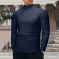 thumbnail image 1 of Baqcunre Men's Warm Low Collar Thermal Underwear Basic Plain T Shirt Blouse Pullover Top Mens Long Sleeve Tee Shirts Mens Shirts Thermal Shirts for Men Men's T-Shirts,Navy,Size S-XXL, 1 of 6