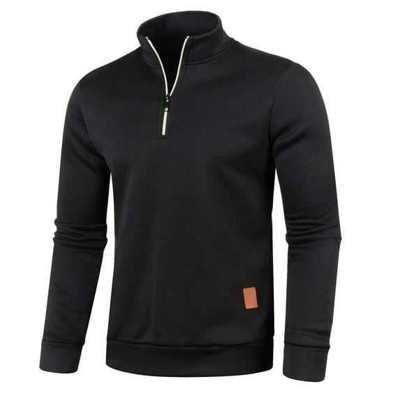 Baqcunre Mens Autumn And Winter Solid Zipper Neck Sweater Long Sleeve Fashion Top Sweatshirt Coat,XL,Jackets For Men,Mens Sweater,Long Sleeve Shirts For Men,Plus Size Sweater,Mens Fashion,Black