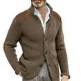 thumbnail image 1 of Baqcunre Mens Button Cuff Shoulder Patch Slim Warm Sweater Slim Lapel Long Sleeve Knit Jacket,L,Jackets For Men,Mens Sweater,Long Sleeve Shirts For Men,Plus Size Sweater,,Khaki, 1 of 4