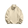 thumbnail image 1 of Baqcunre Mens Fashion Long Sleeve Half Zip Fleece Long Sleeve Sweatshirt Top, S, Quarter Zip Pullover Men, Mens Sweatshirt, Long Sleeve Shirts for Men, Mens Fashion Hoodies & Sweatshirts, Beige, 1 of 5
