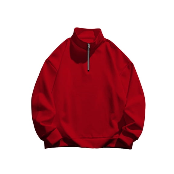 Baqcunre Mens Fashion Long Sleeve Half Zip Fleece Long Sleeve Sweatshirt Top, XL, Quarter Zip Pullover Men, Mens Sweatshirt, Long Sleeve Shirts for Men, Mens Fashion Hoodies & Sweatshirts, Red