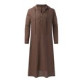 thumbnail image 1 of Baqcunre Mens Shirts Mens Muslim Arabia Casual Long Sleeve Pocket Loose Robe Shirt Muslim Robe Solid Hooded Shirt Shirts For Men Tops For Men Brown M, 1 of 6