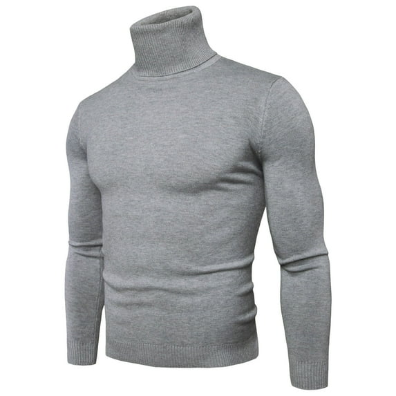 Baqcunre Mens Solid Soft Turtleneck Sweater Flexibility Solid Color Close Fitting Top Slim Sweater,M,Mens Sweaters And Pullovers,Mens Sweater,Long Sleeve Shirts For Men,Mens Clothes,,Gray2