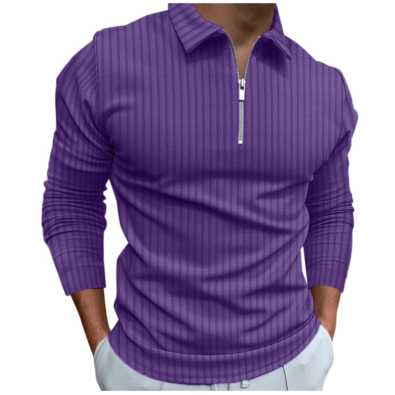 Baqcunre Mens T Shirt Male Casual Autumn Striped Fabric T Shirt Zipper ...