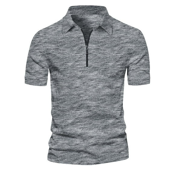 Baqcunre Mens T Shirt Men'S Casual Short Sleeved Fashion Trend Men'S Lapel Zipper Short Sleeved T Shirt Polo Shirts For Men Tops For Men Grey M