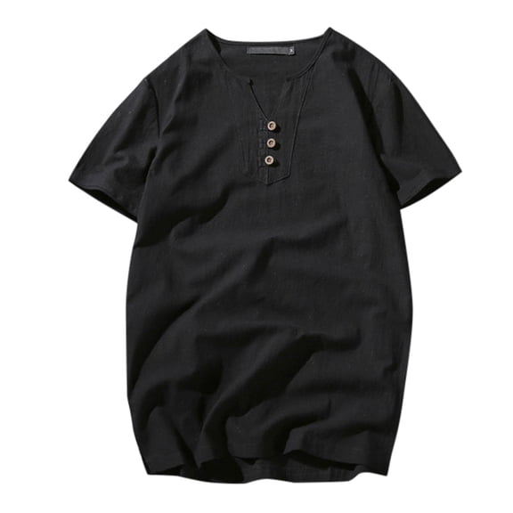 Baqcunre Mens T Shirt Men'S Cotton Short Sleeve Thin Casual Loose Tshirt Summer Short Sleeve Tshirt Linen Shirts For Men Tops For Men Black XL