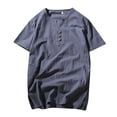 thumbnail image 1 of Baqcunre Mens T Shirt Men'S Cotton Short Sleeve Thin Casual Loose Tshirt Summer Short Sleeve Tshirt Linen Shirts For Men Tops For Men Blue 1 XL, 1 of 3
