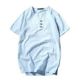 thumbnail image 1 of Baqcunre Mens T Shirt Men'S Cotton Short Sleeve Thin Casual Loose Tshirt Summer Short Sleeve Tshirt Linen Shirts For Men Tops For Men Blue 2 M, 1 of 3