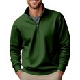 thumbnail image 1 of Baqcunre New Zipper Stand Neck Thickened And Velvet Solid Color Men's Sweater,L,Quarter Zip Pullover Men,Mens Sweatshirt,Long Sleeve Shirts For Men,Men'S Fashion Hoodies & Sweatshirts,,Army Green, 1 of 5