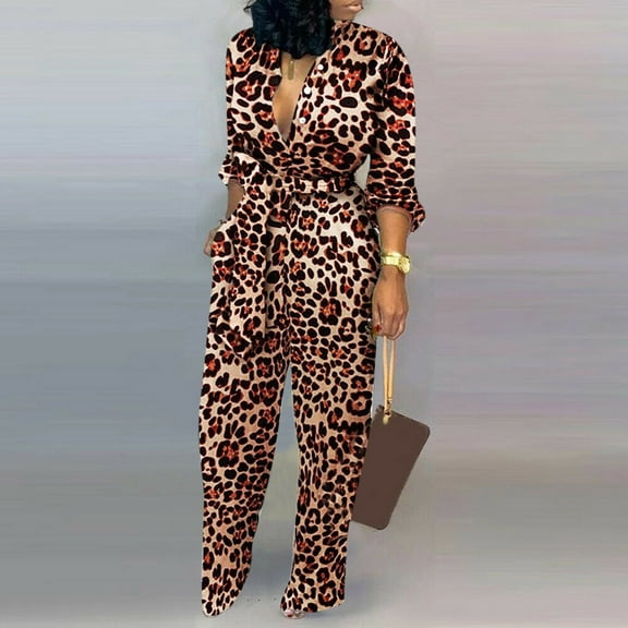 Baqcunre One Piece Jumpsuit,Casual Long Sleeves Print Pocket Romper Long Playsuit Button Jumpsuit,Pants for Women Womens Jumpsuit Jumpsuits for Women Womens Clothes Green L