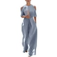 thumbnail image 1 of Baqcunre One Piece Jumpsuit,Ladies Summer Solid Color Fashion Jumpsuit Off The Shoulder Casual Jumpsuit,Pants for Women Womens Jumpsuit Jumpsuits for Women Womens Clothes Dark Gray XL, 1 of 9