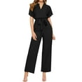 thumbnail image 1 of Baqcunre One Piece Jumpsuits For Women Women'S V Neck Short Sleeved Belt Casual Fashion Jumpsuit Womens Shorts Womens Pants Black L, 1 of 4