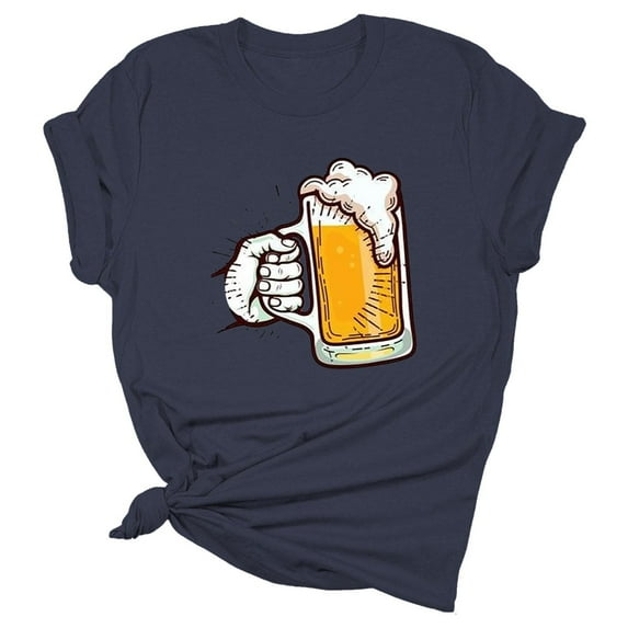 Baqcunre Oversized Tshirts Shirts For Women Women'S Oktoberfest Beer Shirt Casual Pattern Short Sleeve Plus Size Top Look Younger Every Day Tops For Women 2023 Workout Tops For Women Dark Gray 5XL