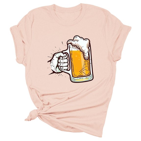 Baqcunre Oversized Tshirts Shirts For Women Women'S Oktoberfest Beer Shirt Casual Pattern Short Sleeve Plus Size Top Look Younger Every Day Tops For Women 2023 Workout Tops For Women Khaki 3XL