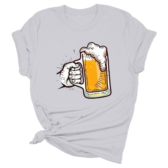 Baqcunre Oversized Tshirts Shirts For Women Women'S Oktoberfest Beer Shirt Casual Pattern Short Sleeve Plus Size Top Look Younger Every Day Tops For Women 2023 Workout Tops For Women Grey XL