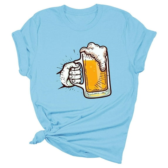 Baqcunre Oversized Tshirts Shirts For Women Women'S Oktoberfest Beer Shirt Casual Pattern Short Sleeve Plus Size Top Look Younger Every Day Tops For Women 2023 Workout Tops For Women Light blue XXL