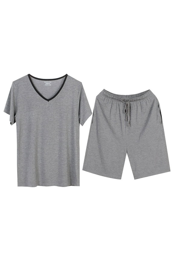 Pajama Set Mens Pajama Sets Pyjama Sleepwear Loungewear Nightwear Sets Comfortable Lightweight Sleep Sets Oversized T Shirts For Men Tops For Men Grey 3XL
