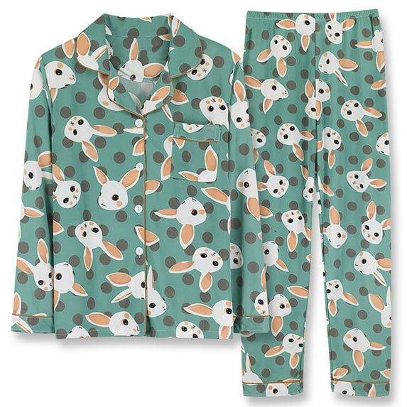 Baqcunre Pajamas Women Autumn And Winter Long Sleeve Lapel Vest Suit Trousers Plus Size Home Service Loungewear Set Lounge Set Womens Pajama Sets Women Clothing Pajamas For Women,Color Green,Size XL