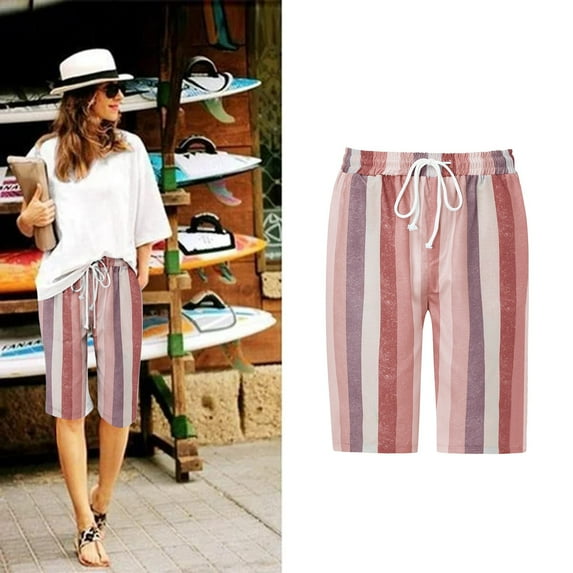 Baqcunre Pants for Women,Casual Drawstring Elastic Waist Summer Soft Cute Beach Shorts with Pockets,Women's Pants Shorts for Women Wide Leg Pants Woman Womens Clothes Army Green XL