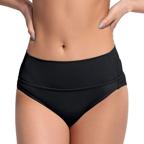Baqcunre Period Swimwear for Teens - Menstrual Leakproof Bikini Bottoms - Mid Waisted Swim Bottoms for Teens, Girls, Women Black S