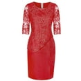 thumbnail image 1 of Baqcunre Plus Size Dresses for Curvy Women Plus Size Women Lace Short Sleeve Midi Dress Ladies Cocktail Evening Party Dress Plus Size Swimsuit for Women Dresses for Women 2024 Red 5XL(Hot), 1 of 4