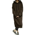 thumbnail image 1 of Baqcunre Plus Size Dresses for Curvy Women Women's Large Size Round Neck Hooded Solid Color Long Sleeved Long Sweater Dress Plus Size Swimsuit for Women Dresses for Women 2024 Coffee S(Hot), 1 of 6