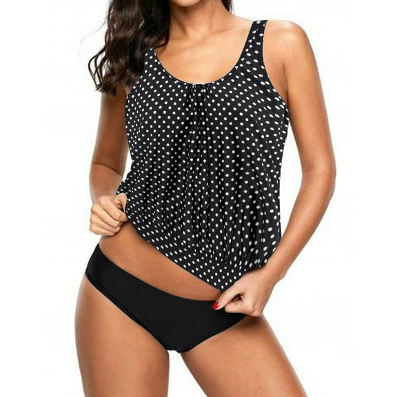 Baqcunre Plus Size Swimsuit for Women, Plus Two Back Strappy Women Swimdress Piece Set Tankini Size Swimsuits Print Swimwears Tankinis Sets, Swim Suits for Women 2024, One Piece Swimsuit Women Black