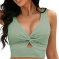 thumbnail image 1 of Baqcunre Plus Size Swimwear, Bikini Tops for Women Cropped Tankini Tops Beach Padded Knot Cut Out Adjustable Tank Swimwear Top Army Green L, 1 of 5