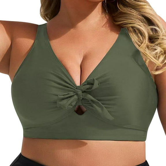 Baqcunre Plus Size Swimwear, Women Plus Size Swimsuit Bikini Tie Knot Bathing Suits Swimwear Army Green L