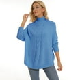 thumbnail image 1 of Baqcunre Plus Size Tops Fall Fashion Oversized Casual Pullover Knitting High Collar Casual Plus Size 3Xl Women Sweater Top Womens Jacket Womens Fall Tops Blue XL, 1 of 3