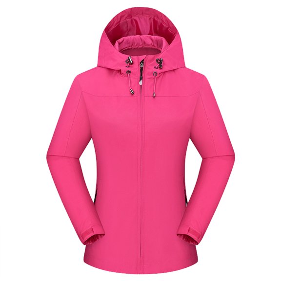 Baqcunre Plus Size Tops For Women Ladies Hooded Slim Pocket Single Layer Outdoor Jacket Mountaineering Jacket Raincoat Windbreaker Jacket Tops For Women 2023 Trench Coats For Women Hot Pink XL