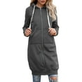 thumbnail image 1 of Baqcunre Plus Size Tops For Women Fashion Womens Casual Solid Color Long Sleeve Cardigan Hooded Mid Length Coat Tops For Women 2023 Hoodies For Women Dark Gray 5XL, 1 of 8