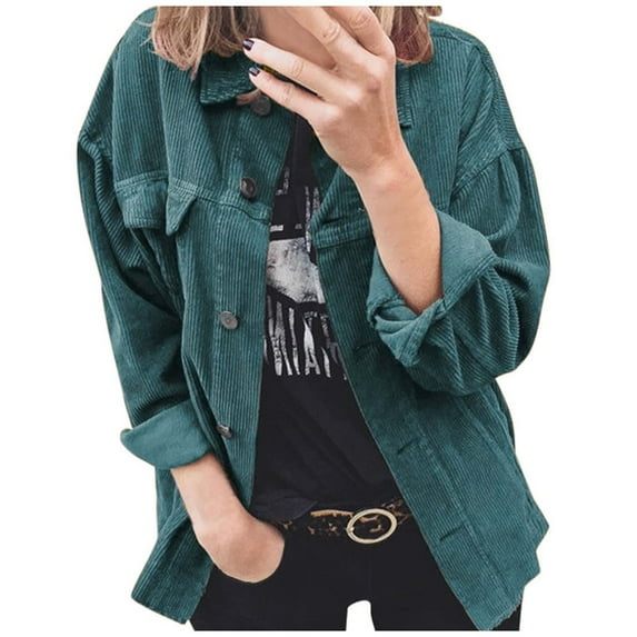 Baqcunre Plus Size Tops For Women Women'S Casual Solid Color Loose Cardigan With Pocket Lapels Long Sleeve Coat Womens Fall Fashion 2023 Winter Coats For Women Green L