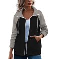 thumbnail image 1 of Baqcunre Plus Size Tops Women's Color Matching Top Zippered Cardigan Long Sleeved Sweatshirt Sweater Women Womens Sweatshirts Womens Fall Tops Grey 4XL, 1 of 3