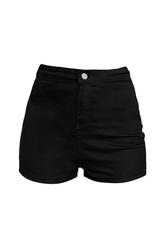 Pocket Button High Waist Shorts High Waist Elastic Sexy Ripped Jeans Denim Shorts,Size L,Jeans for Women Trendy,Womens Jeans,Shorts for Women,Women's Pants,Women Clothing,Black