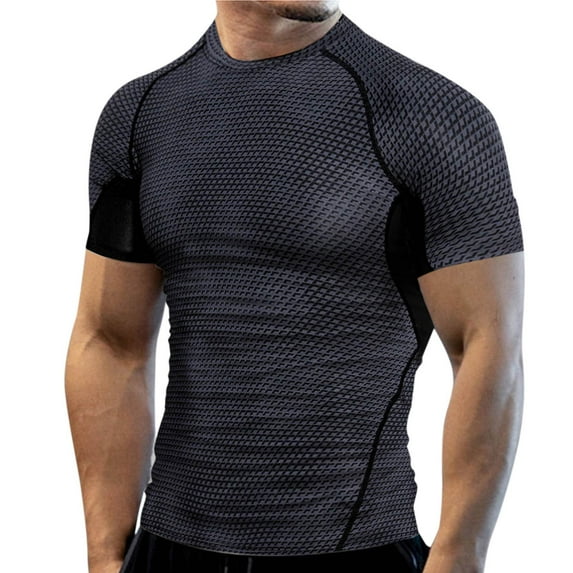 Baqcunre Polo Shirts For Men High Sleeve Tight Breathable Fitness Short Summer Men Dry Sports Quick Elasticity Top Men T Shirts Mens Sweatshirt Tops For Men Black M