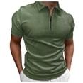thumbnail image 1 of Baqcunre Polo Shirts For Men Male Zipper Short Sleeve Top Tie Dye Solid Color Lapel Lightweight Breathable Short Sleeve T Shirt Sweatshirts For Men Tops For Men Army Green L, 1 of 5