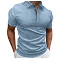 thumbnail image 1 of Baqcunre Polo Shirts For Men Male Zipper Short Sleeve Top Tie Dye Solid Color Lapel Lightweight Breathable Short Sleeve T Shirt Sweatshirts For Men Tops For Men Blue S, 1 of 5