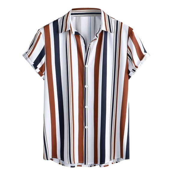 Baqcunre Polo Shirts For Men Men'S Top Shirt Printed Lapel Beach Top Holiday Single-Pocket Short-Sleeved Shirt Graphic Tees Men Tops For Men White M