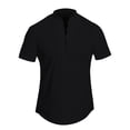 thumbnail image 1 of Baqcunre Polo Shirts For Men Men Summer Solid Stand Collar Short Sleeve Casual Loose Shirt Top Sweatshirt Tops For Men Black XXL, 1 of 6
