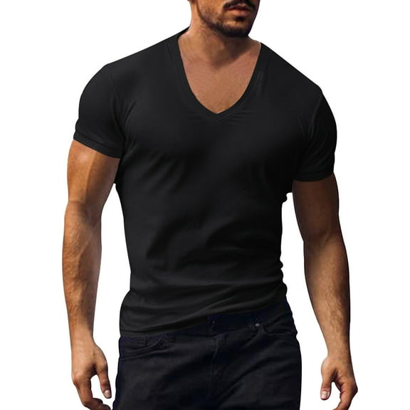 Baqcunre Polo Shirts For Men Mens Cotton Shirt Casual Fashion Solid Color Short Sleeved Lapel Shirt Sweatshirt Tops For Men Black XXL