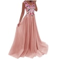 thumbnail image 1 of Baqcunre Prom Dresses 2024 Women's Lace Patchwork Printed Solid Color Long Dress Banquet Guest Dress Dresses for Women 2024 Summer Dresses for Women 2024 Womens Dresses Pink S(Hot), 1 of 9