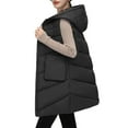 thumbnail image 1 of Baqcunre Puffer Vest Women Ladies Fall And Winter Wear Hooded Zipper Pocket Loose Sleeveless Coat Vest Fleece Jacket Womens Fall Fashion 2023 Black L, 1 of 6