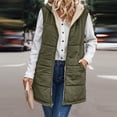 thumbnail image 1 of Baqcunre Puffer Vest Women Womens 2023 Fall Reversible Vests Sleeveless Fleece Jacket Zip Up Hoodie Pockets Long Warm Winter Coat Outerwear Puffer Jacket Womens Womens Fall Fashion 2023 Army Green 3XL, 1 of 9