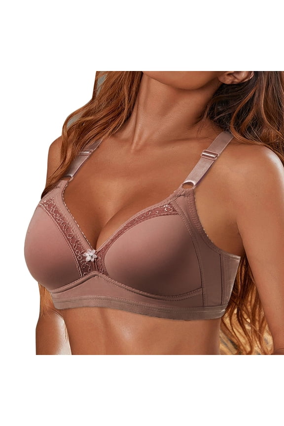 Rimless Underwear Push Up Large Cup Thin Cotton Rimless Bra Push Up Bra Wireless Bra Bralettes For Women,Women Clothing Bras For Women,Color Khaki,Size 80C