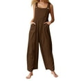 thumbnail image 1 of Baqcunre Rompers for Women 2023 Overalls Loose Sleeveless Adjustable Straps Wide Leg Jumpsuit with Pockets Pants for Women Jumpsuits for Women Overalls for Women Loose Fit Womens Clothes Brown M, 1 of 8